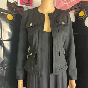 White House Black Market Elegant Black Blazer with Gold Buttons